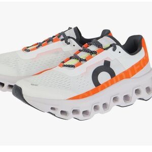On Running Men's Cloudmonster Shoes Running White Flame size M 7.5 NWT